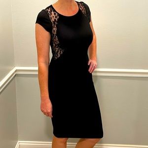 Black Lace Insert Bodycon Dress